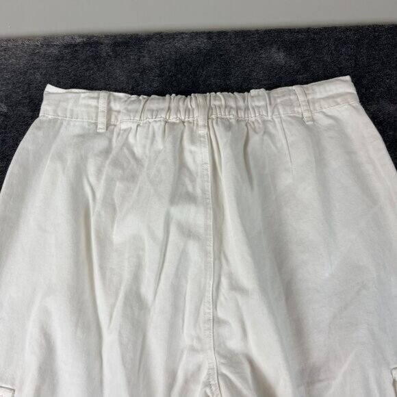 POL Crochet Pocket Baggy White Joggers Pants Drawstring Women's L Boho Cargo - Picture 12 of 13